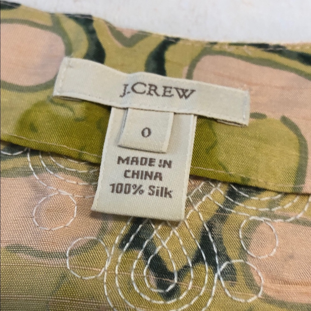 J.Crew Silk Tunic Top in Green, Pink & Cream Floral Asian style print lace trim - Picture 5 of 10